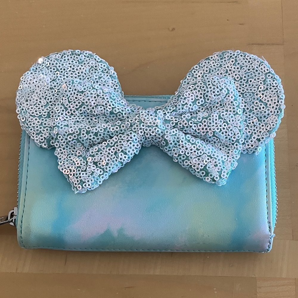 Loungefly Iridescent Blue Sequin Bow Wallet